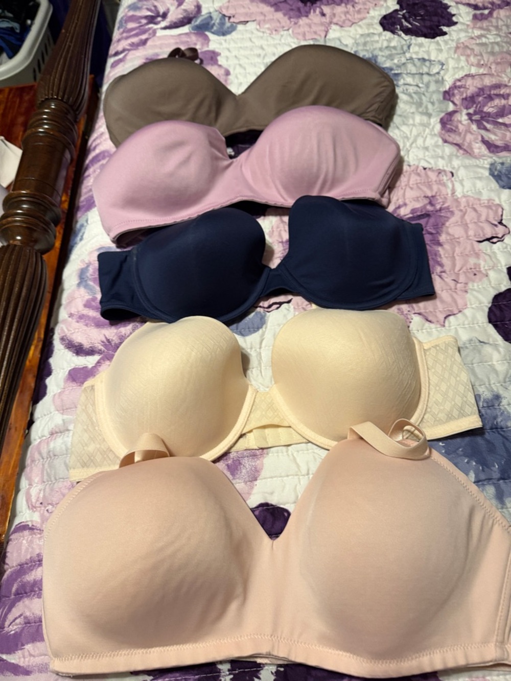 Ellen Tracy Strapless Bras in Navy, Pink, Beige, Taupe